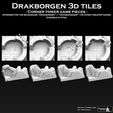 drakborgen 3d tiles corner tower pack 3d print model - Mito3D
