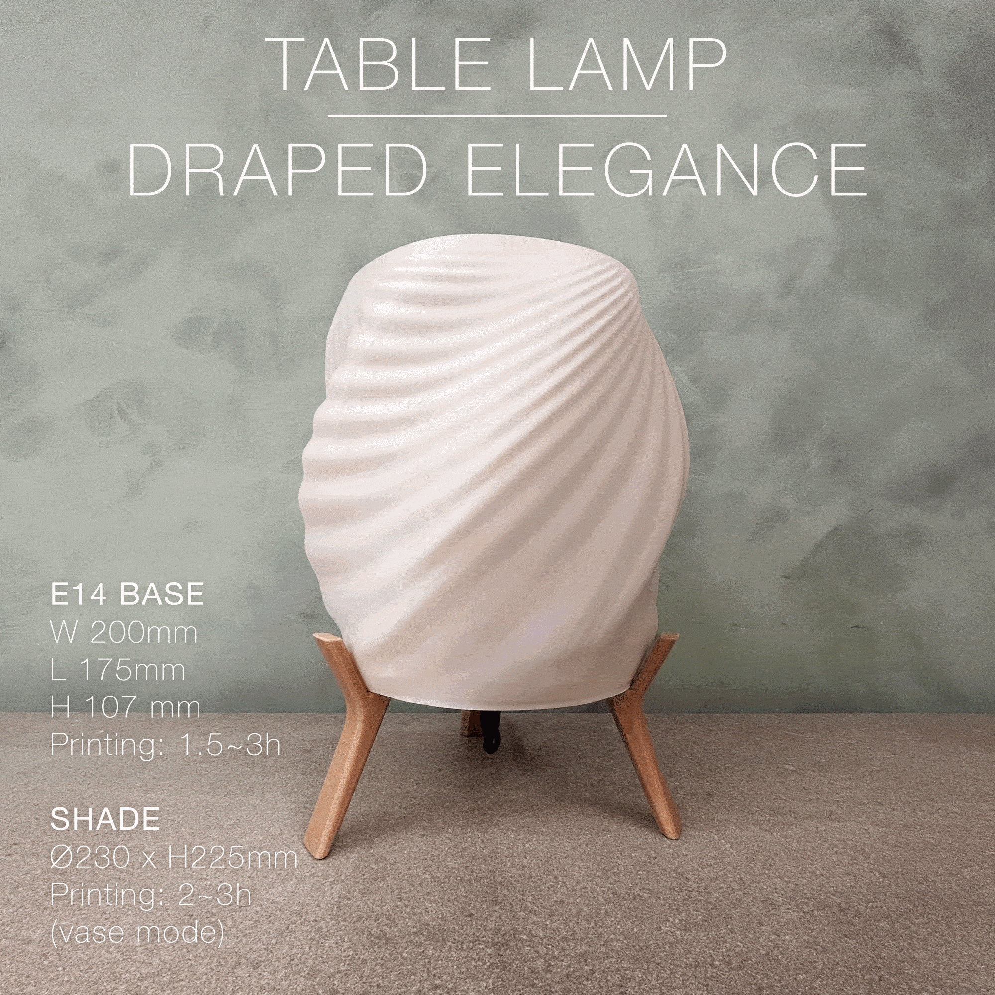 draped elegance table lamp 3D print model - Mito3D