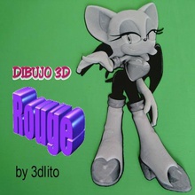 dibujo 3d rouge sonic art 3dlito juego de juegos videojuego video 3d print model - Mito3D