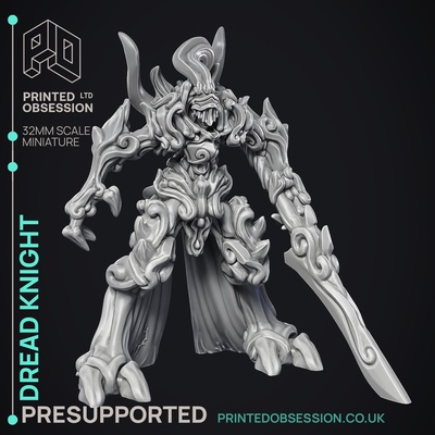 dread knight - hell hath no fury presupported illustrated stats 32mm scale game dnd d&d dungeons dragons miniature tabletop pathfinder rpg creature monster 5e fantasy wargaming 3d print model - Mito3D