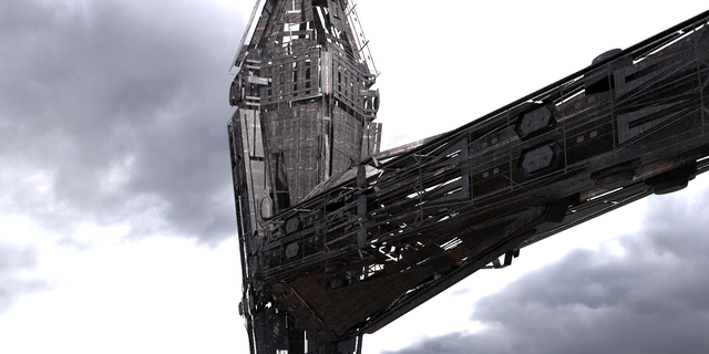 corazzata nave wreck5 tatooine Guerre stellari spazio gonk montagna rocce alieno architettonico rovinare sci fi 3d print model - Mito3D