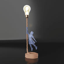 dreamy girl lamp - easy print gadget rope art float fly banksy light bulb original 3d print model - Mito3D