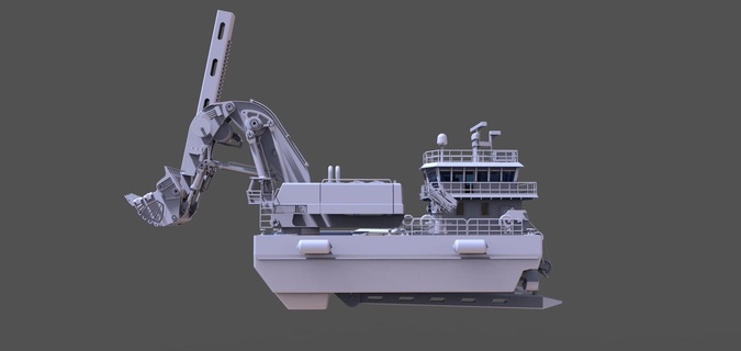 draga rc modelo 1 75 Embarcacion flotador buque 3d print model - Mito3D