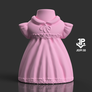 vestido 3d niña cerdito banco escultura ropa cerámica Arte alcancia maceta bebé ducha bautismo bautizo 3d print model - Mito3D