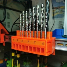 drill-bit sorter din rail attachment tool workbench metalwork drillbit shop freecad dinrail hutschiene 3d print model - Mito3D