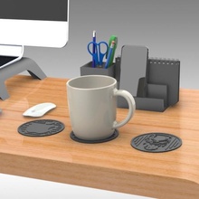 drink coasters themed characters black panther schnauzer apple logo gadget hero dog coffee coaster 3d print model - Mito3D