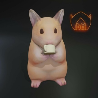 buvant hamster soutien victoire autocollant meme pupillaire Kawai animal mignonne tik tok sculpture 3d print model - Mito3D