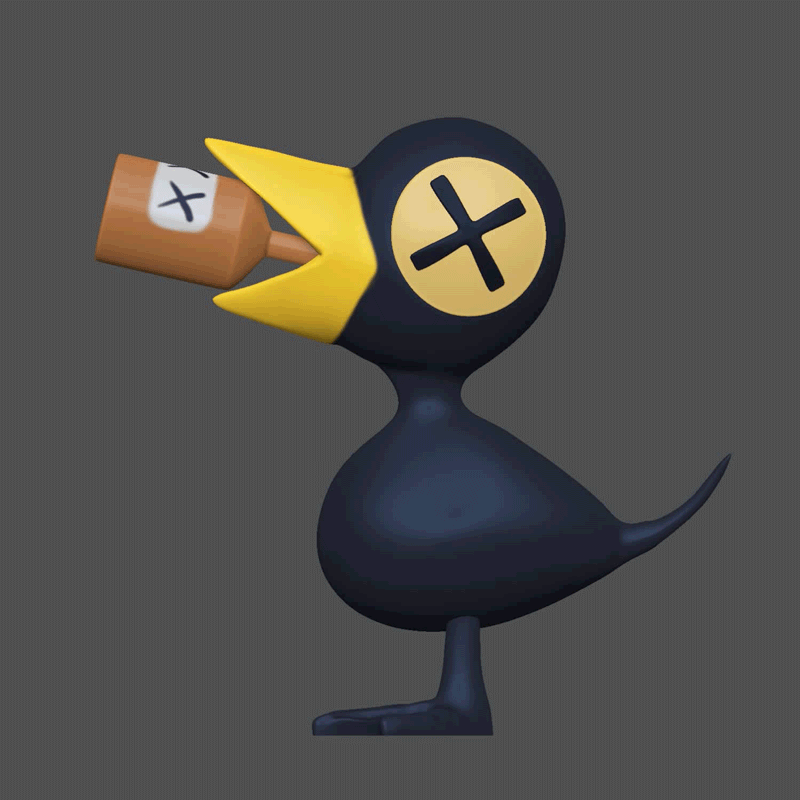 drinky crow duck anime toy 3D print model - Mito3D