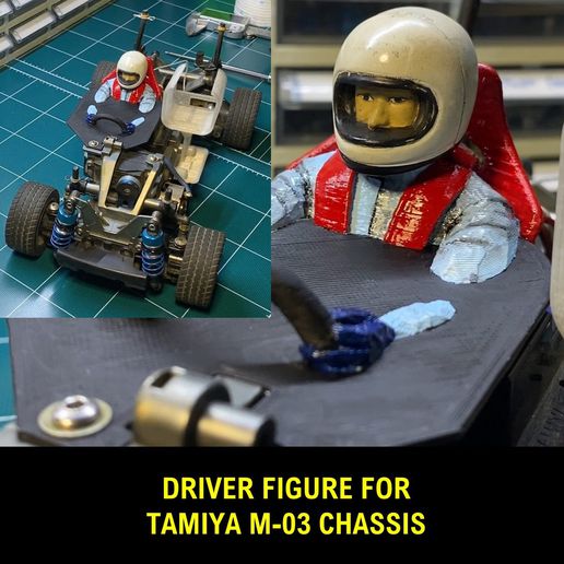 motorista figura conjunto Tamiya m 03 chassis 3D print model - Mito3D