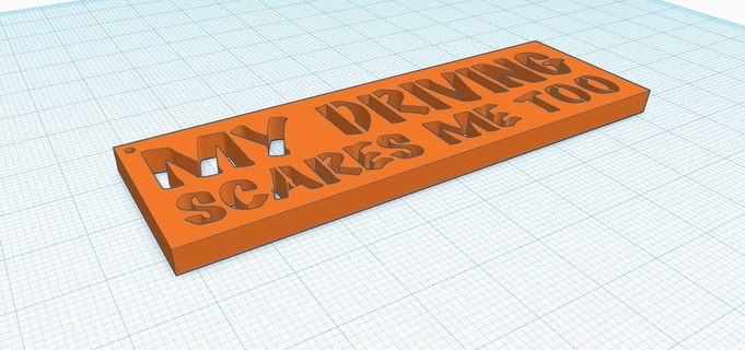 driving scares keyring funny humour car slogan 3d print model - Mito3D