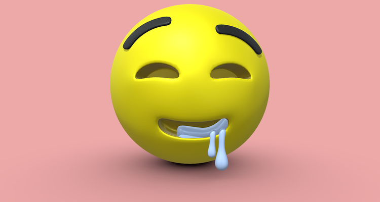 drooling ifade emoji sanat emoticon 3d model yazdırılabilir digital art low poly illüstrasyon tasarım blender obj fbx stl doku şirin tükürük aç mouth watering 3d print model - Mito3D