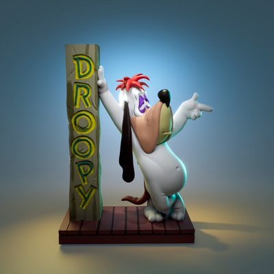 droopy pen kulp destek sanat mahzun köpek evcil hayvan karikatür klasik kurt minyatürler figürinler 3d print model - Mito3D