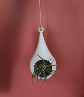 drop water hanging vase Home deco suspended green plant decoration string of crochet wall fastening ceiling 3d print model - Mito3D