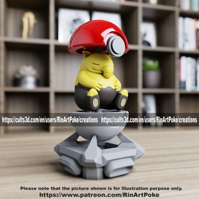 drowzee in pokeball pokemon gioco squirtle pikachu charmander bulbasaur anime batman giocattolo mewtwo miagolare laboratorio 3d print model - Mito3D