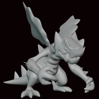 Druddigon Pokémon Zahl Statue Videospiel Videospiele Miniatur Skulptur Fan Art Figur schwarz Weiß unova 3d print model - Mito3D