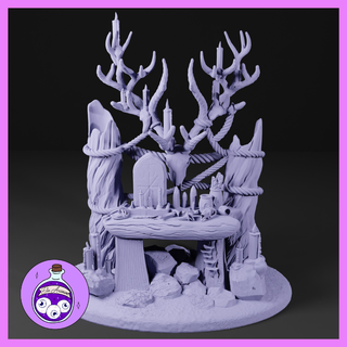druidisch Altar Druide Hexe Hexerei buchstabieren Ritual Magie Schädel Kristall Terrain streuen ttrpg dnd Verliese Drachen Miniatur Pfadfinder 3d print model - Mito3D