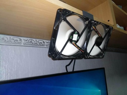 dual 140mm fan mount 18mm 3 4 thick shelves 140 desk hot office shelf summer gadget 3d print model - Mito3D