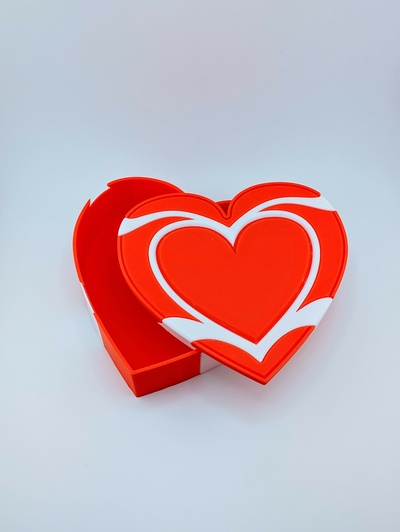 dual color heart box curved dovetail lid valentine home decor storage boxes hearts gift 3d print model - Mito3D