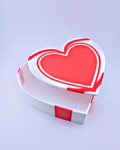 dual cor coração caixa tradicional tampa namorados casa decoração armazenamento caixas corações presente 3d print model - Mito3D