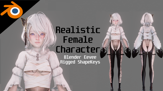 dual rapier swordswoman - realistic female character blender eevee Art dress young girl woman blender3d model white cute body anime asian people 3d print model - Mito3D