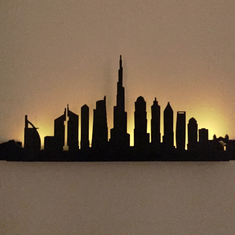 dubai silueta de la decoración pared arquitectura 3D print model - Mito3D