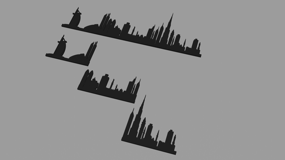 Dubai horizon silhouette 3d print model - Mito3D