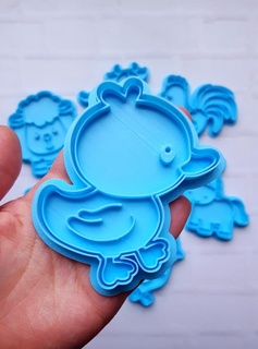 duck - farm animals cookie cutter cutters duckling animali piggy biscotti cookies stamp seal pig 3d print model - Mito3D