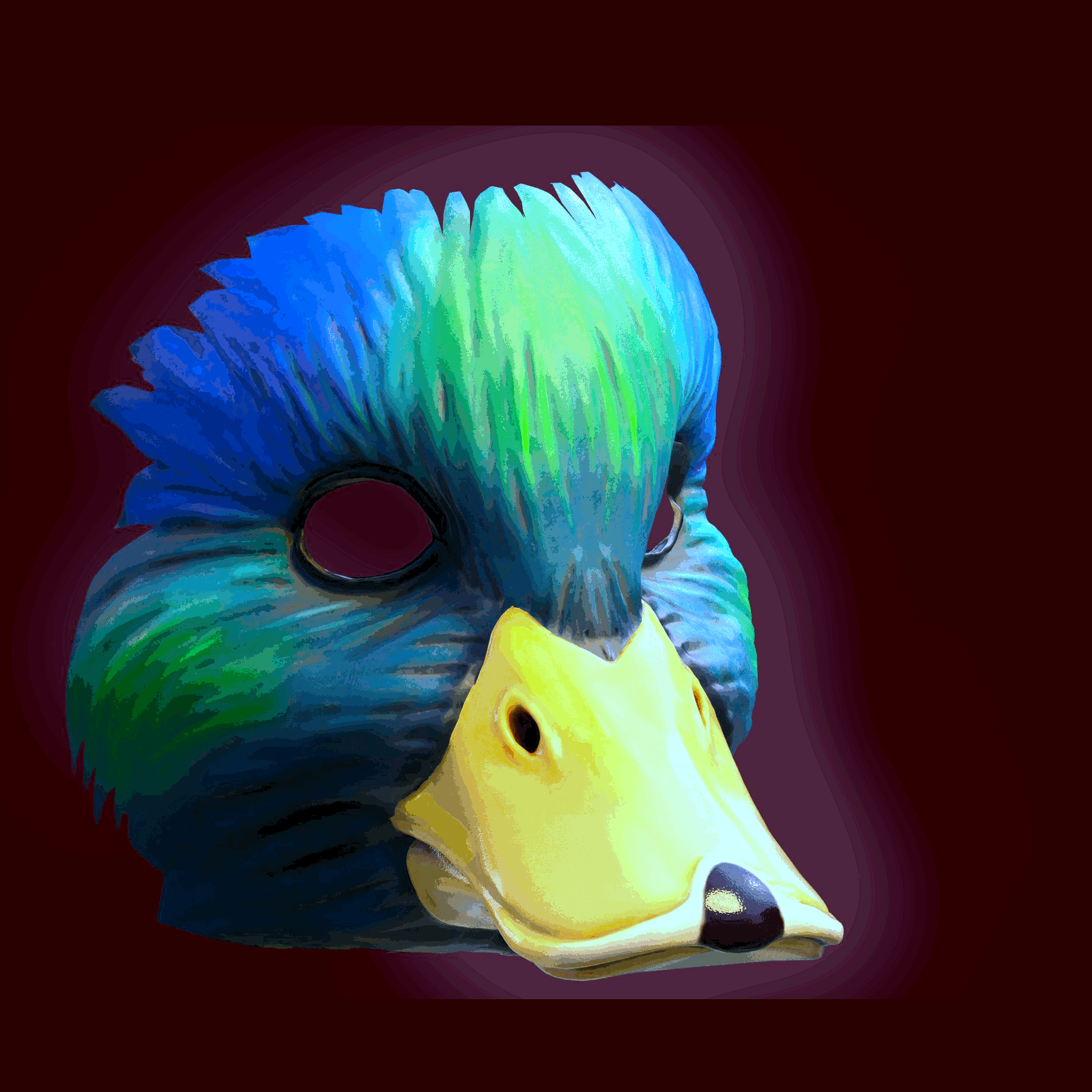duck mask bird green animal farm domestic 3D print model - Mito3D