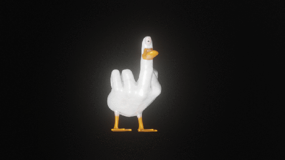 duck satue meme duck duck middle finger statue funny cool funny humor sarcasm  3d print model - Mito3D