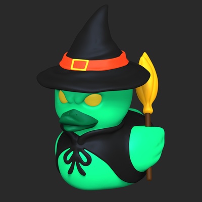 duck witch - halloween art ghost pumpkin ghostface animal toy poly math art 3d print model - Mito3D