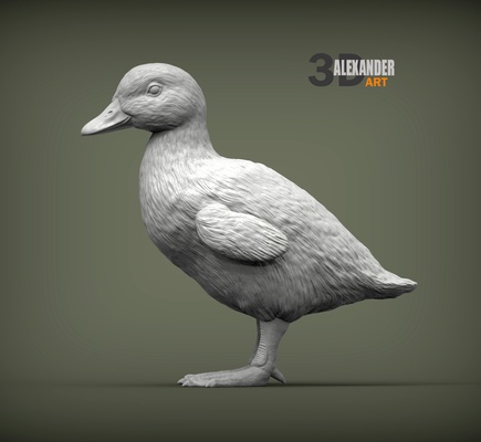 caneton 3d impression modèle art canard oiseaux imprimante ferme village plumes ailes miniatures figurines nature animal sculpture imprimable sculptures 3d print model - Mito3D