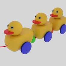 duckling toy game bird car learn education toddler todd young wooden wood wheel children child kid duck 3d print model - Mito3D