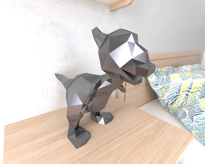ducky dinosaur lowpoly animal geometric origami art sculpture statue faceted decorative model wall low poly fantasy 3d print model - Mito3D
