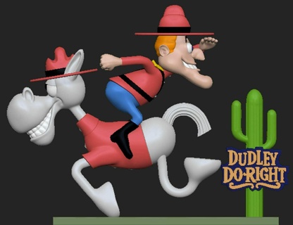 dudley Correcto Arte policía desmontado dibujos animados héroe caballo cavalo 3d print model - Mito3D