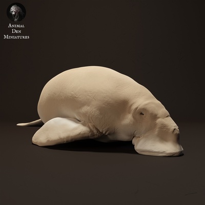 dugong mangeant animal compagnon lamantin mer vache océan l'eau sauvage faune créature réaliste sculpture figurine figure miniature 3d print model - Mito3D