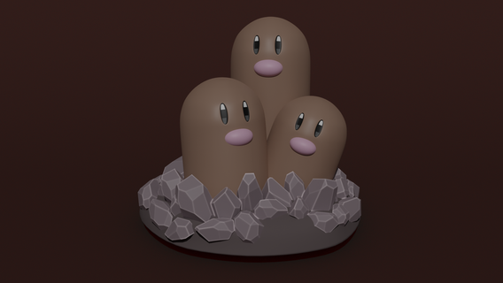 dugtrio - pokemon 51 creature monster firstgeneration 3dprinting 3d print model - Mito3D