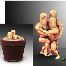 dugtrio divertente 3d modello di stampa gioco pokemon i giocattoli anime meme dugtry tiepida 3d print model - Mito3D