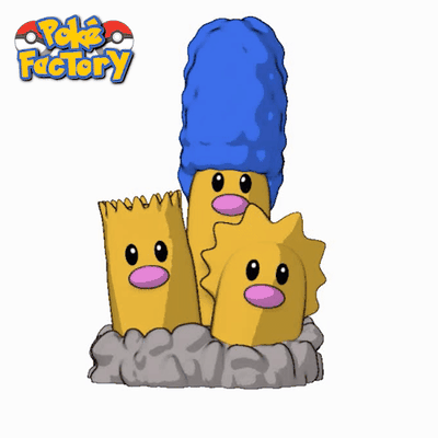 dugtrio simpson pokemon art pikachu print in place anime poke-factory homero bart liza marge skin crossover exclusive diglet animal 3d print model - Mito3D