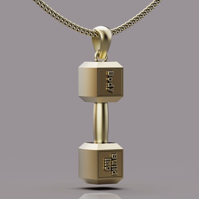 dumbbell pendant lux necklace silver gold jewelry printable 3d model trend fashion design zbrush print photos 0 comments models 3d print model - Mito3D