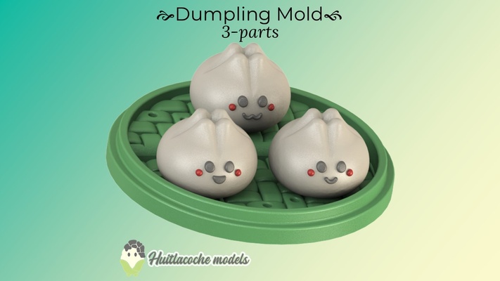 dumplings mold bath bomb solid shampoo 3-parts home molds champ s lido bomba de baño molde press cute 3d print model - Mito3D