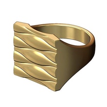 duna padronizar sinete quadrado anel onda ouro imprimível joalheria jóias moda prata robusto esterlina banda luxo ampla declaração bling Swag 3d print model - Mito3D