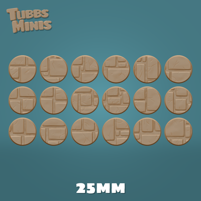 donjon dalle libre miniature bases fantaisie miniatures pierres circulaire table 25mm 32mm 40mm 50mm 60mm 3d print model - Mito3D