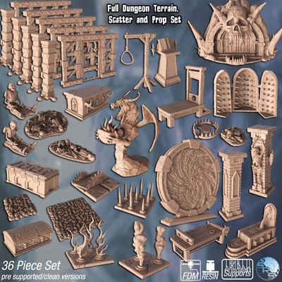 dungeon scatter terrain game fantasy gaming rpg skeleton tomb tabletop trap 3d print model - Mito3D