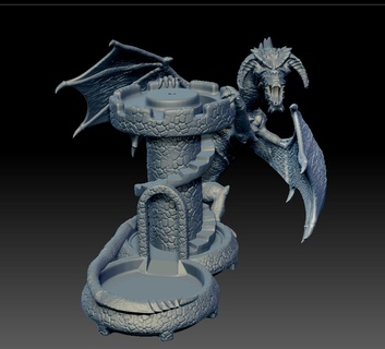 donjons dragons film dé tour noir dragon dnd dragonlance draconien 3d print model - Mito3D
