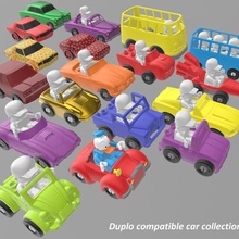 duplo-kompatible Autos-Sammlung verschiedene citroen blaze Spielzeug ford jeep land-rover mercedes mario volvo renault bus vw 2cv Rad muscle-car cobra prosche LKW 3d print model - Mito3D