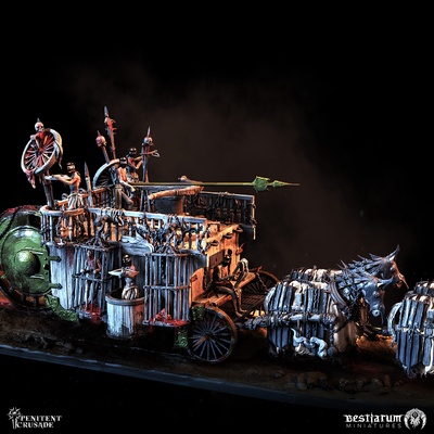 durand battlewagon game fantasy horror knight miniatures plate rpg soldier transport wargaming religious ballista wagon chariot 32mm crusader 5e grimdark bestiarum penitentcrusade venichle 3d print model - Mito3D