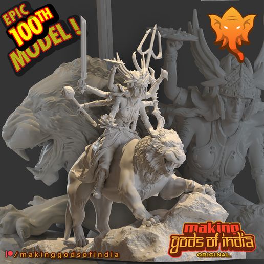 Durga deusa guerras força proteção 100th modelo 3D print model - Mito3D