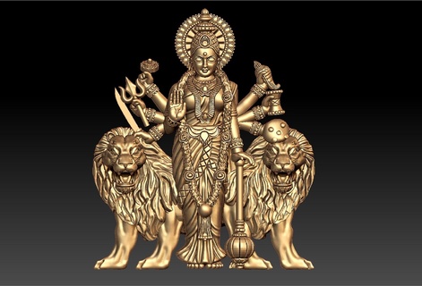 Durga Land hängend maa durga idol simma durgai jagdamba goddess devi kali mata 3d print model - Mito3D