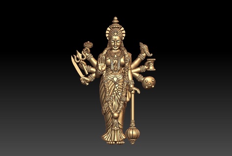 Durga göz sarkık maa durga idol simma durgai jagdamba goddess devi kali mata Kara 3d print model - Mito3D
