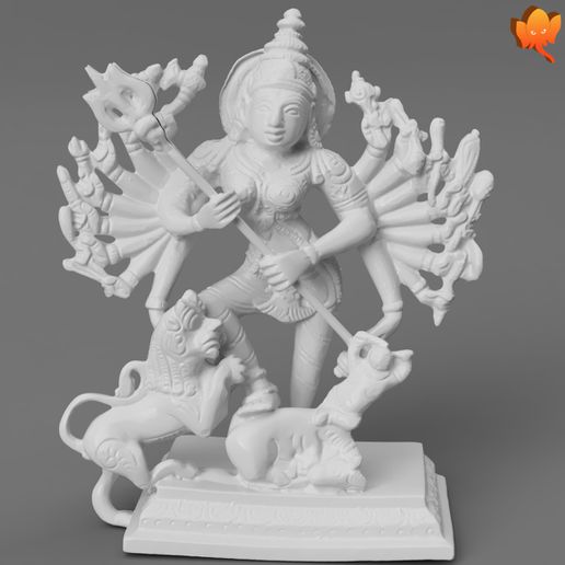 Durga tuer buffle démon mahishasura art hindou déesse Inde 3D print model - Mito3D